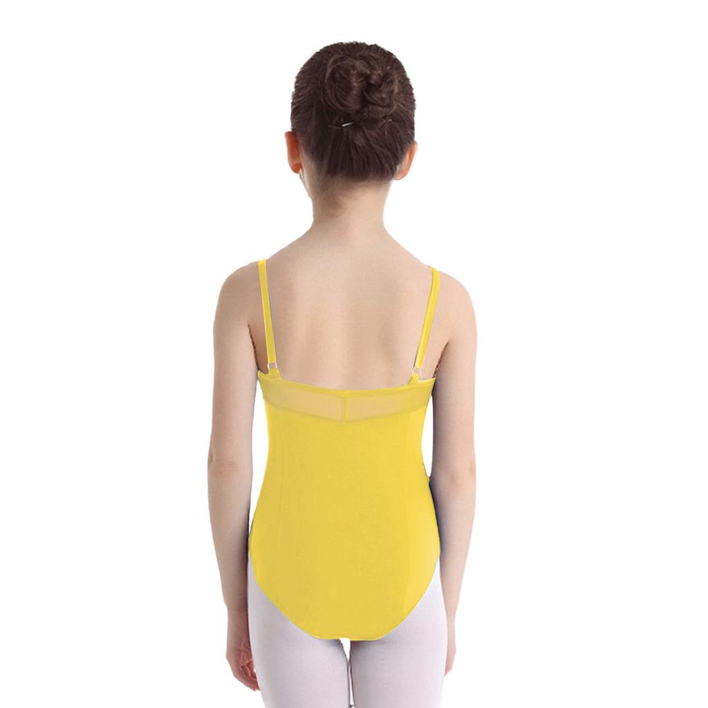 Girls Ballet Leotard Sleeveless Backless Adjustable Spaghetti Straps Ruched Bodysuit Gymnastics Wear