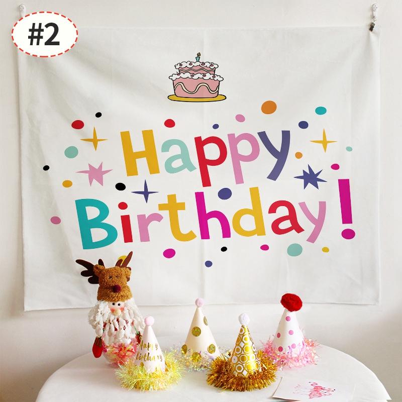 Cute Birthday Wall Hanging Tapestry Children's Party Decoration Cloth Photo Background Scene Tapestry Home Bedroom Kawaii Decor