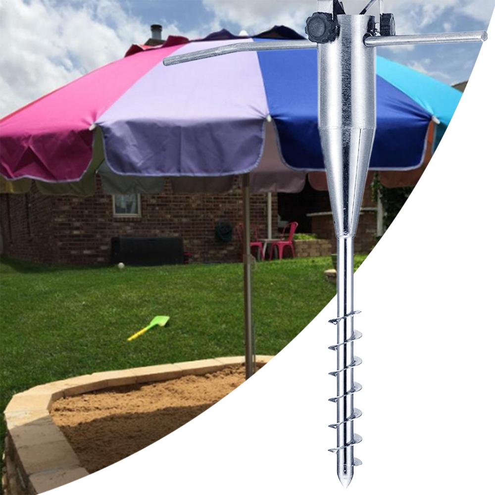 Outdoor Umbrella Base Metal Beach Umbrella Holder In Ground Parasol Mount Heavy Duty For Outdoor Picnic Backyard Beach Lawn