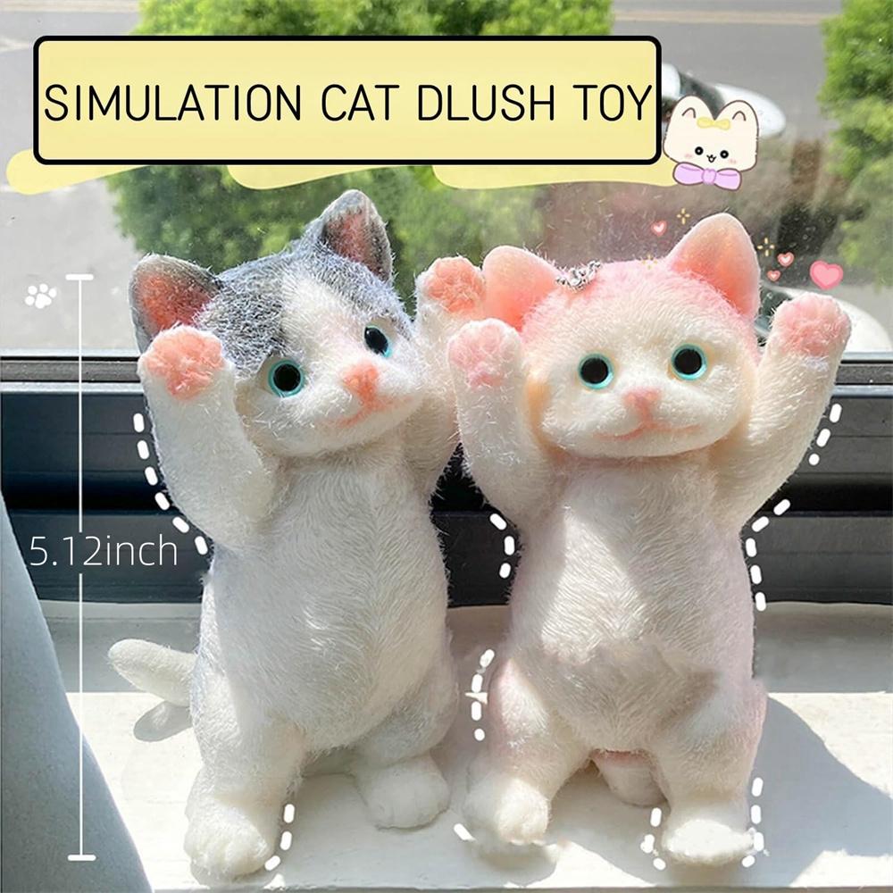 13CM Cute Taba Squishy Cat Fluffy Sticky Realistic Cat Stress Relieving Toy Simulation Cats Doll Squeeze Gift for Kids Adults