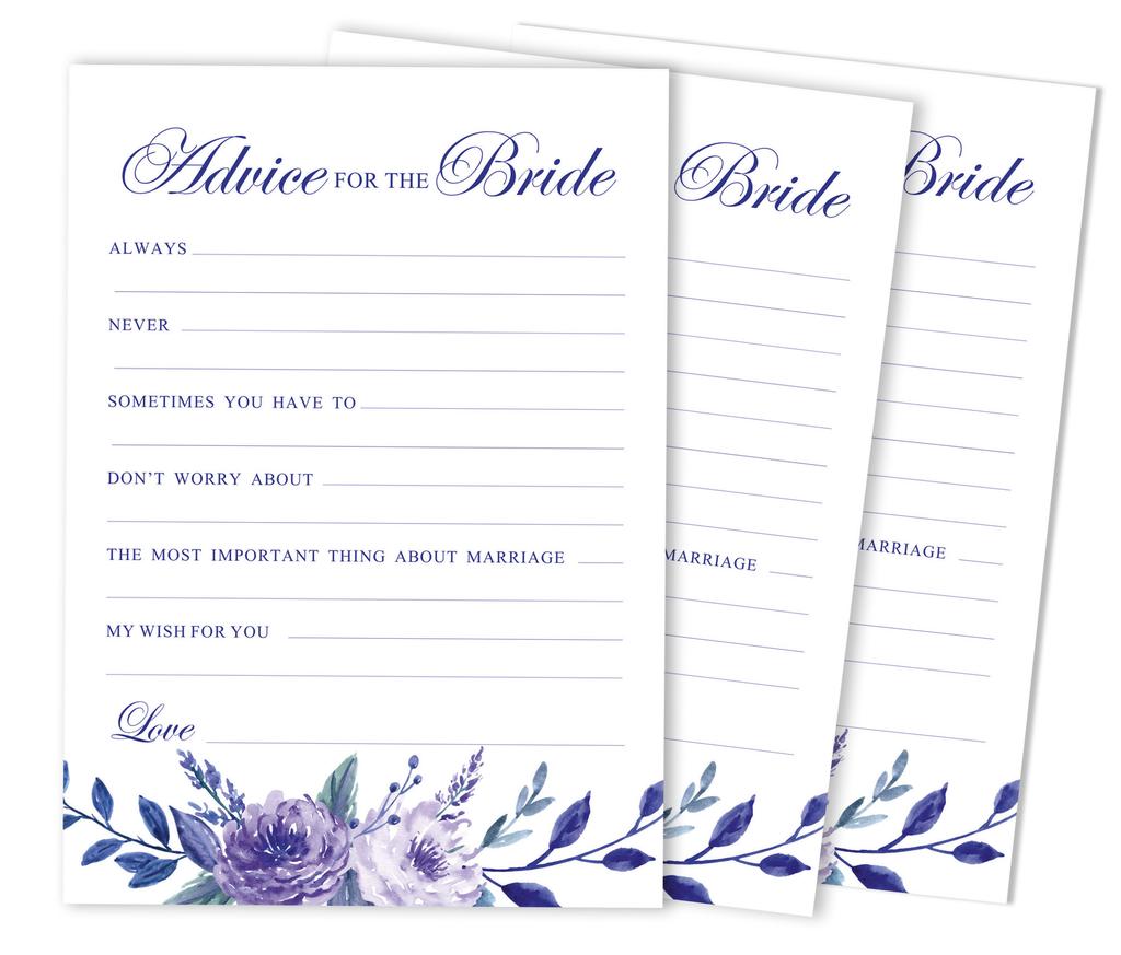 Inkdotpot Advice For The BrideA CardsA Set Of 50A FloralA Bridal Shower Activity