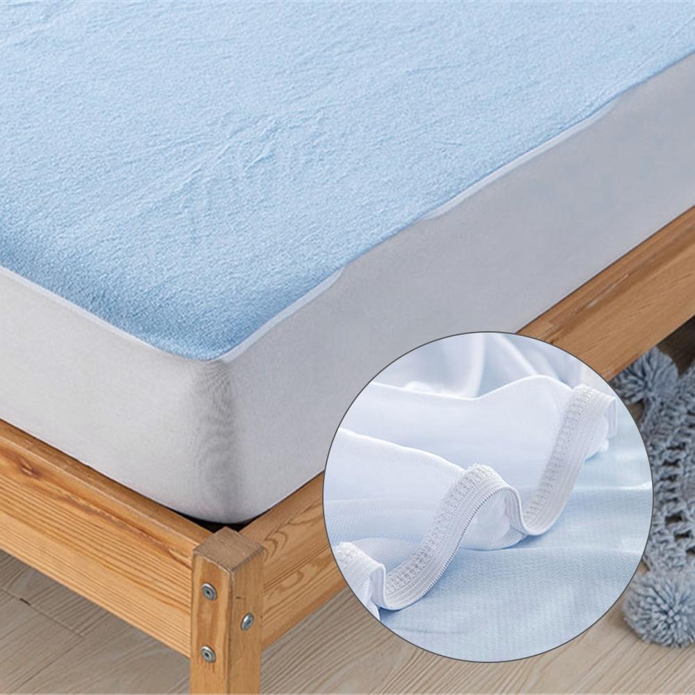 Waterproof Anti mite Mattress Pad Cover Fitted Sheet Blue 90*190+30cm
