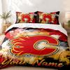 Calgary Flames Custom Name 3pc set Perfect for bedroom use Comfortable bedding set includes a duvet cover and two pillowcases Ideal birthday or Christ