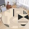 Round Area Rug with Artistic Geometric Color Block Patterns and Retro Abstract Lines for Living Room Bedroom and Home Decor