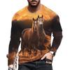 T-shirt À Manches Longues Imprimé Animal Pour Homme, Motif De Cheval, Personnalité Créative, Mode De Rue Décontractée, Qualité, Vêtements Confortables