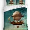 Steam Airship Ship Vintage Starry Sky Bedding Set 3pcs Duvet Cover Pillowcase Kids Adult Quilt Cover Double Bed Set Home Textile