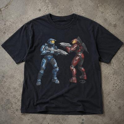 Halo 3 Red Vs Blue Spartan Graphic T-Shirt Gaming Video Game Unisex