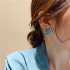 Marble crack metal square earrings, Korean small temperament simple and cold style geometric earrings
