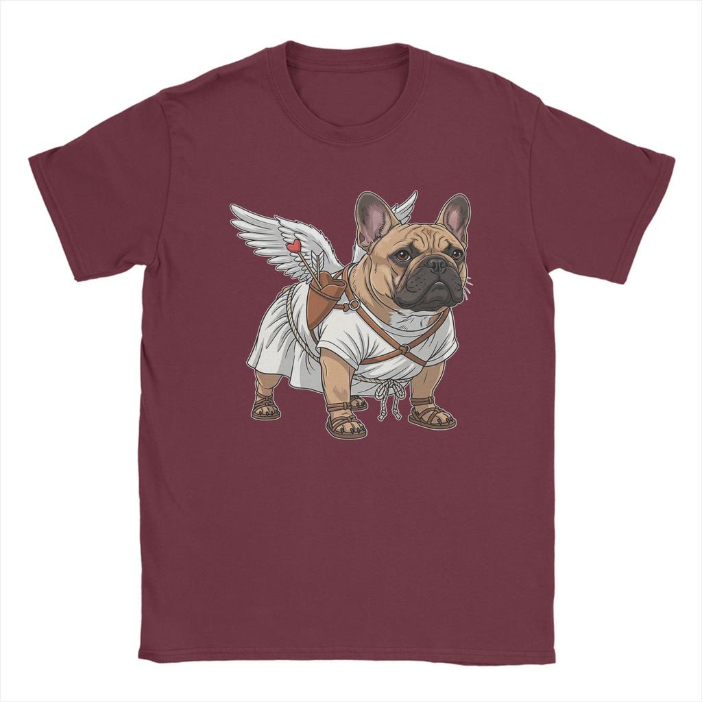Cute French Bulldog Cupid Angel Wings Love Valentines Day Unisex T Shirts Tees Short Sleeve Crew Neck TShirts Clothes