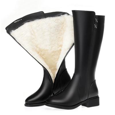 Moda AIYUQI Damskie Zimowe Kozaki Duży Rozmiar Zimowe Naturalna Wełna Ciepłe Skóra Naturalna Damskie Rzymianki Kozaki Wysokie Kozaki Rycerskie Panie