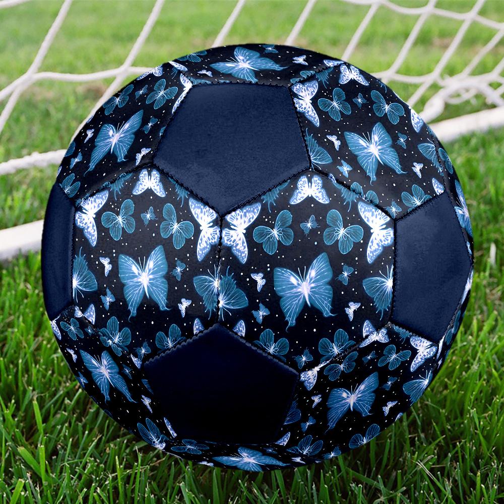 1PC Blue Butterfly Soccer Ball Size 5 Football Machine Sewn Indoor/Outdoor Universal Football Gift W72 Size 5