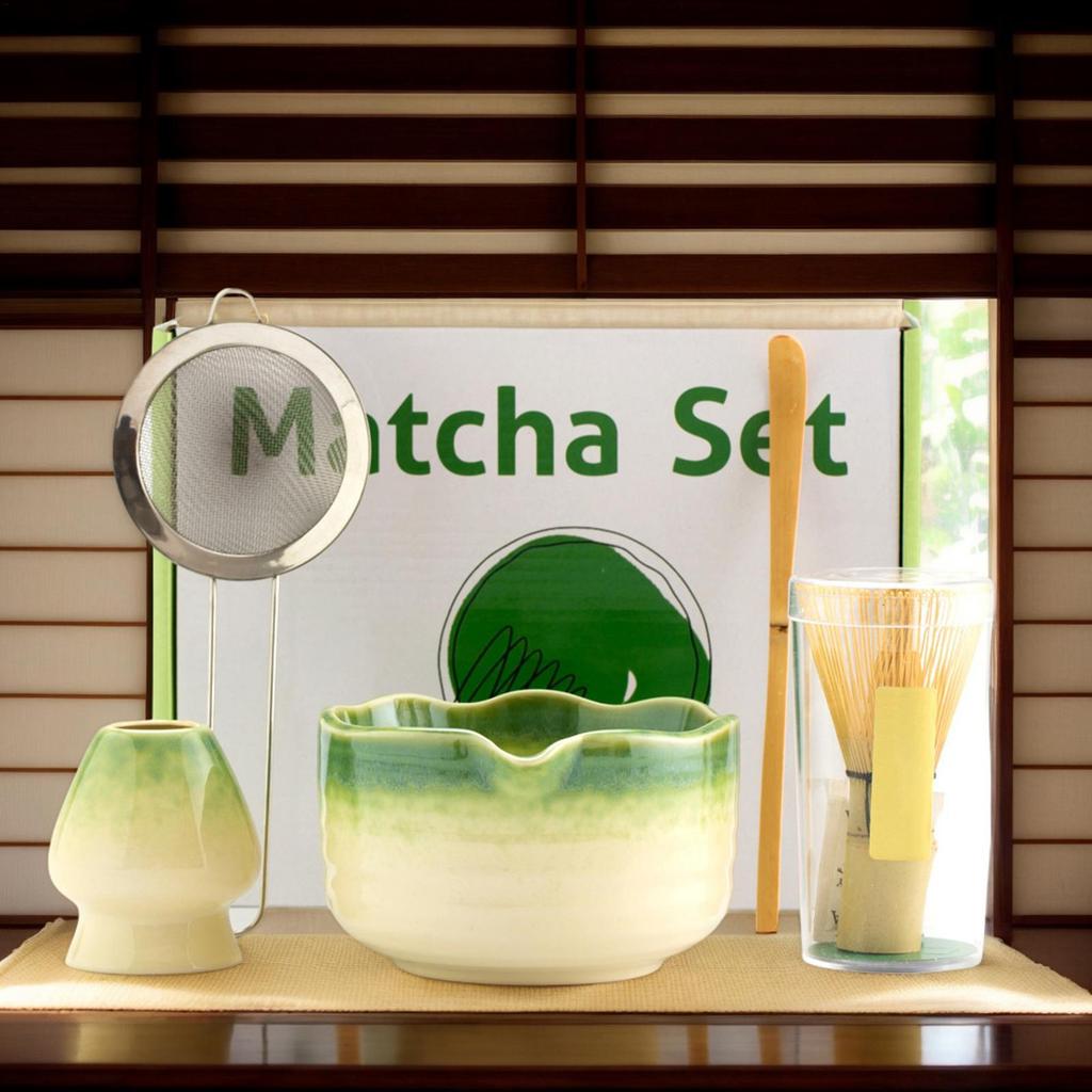 Matcha Whisk Set Tea Ceremony Kit Set of 5 Ceramic Matcha Whisk Accessories for Latte Drinks Kitchen Home Camping Breakfast