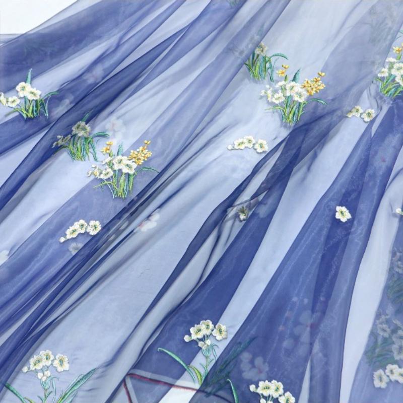 Hanfu Ancient Style Narcissus Embroidered Fabric DIY Sewing Skirt Children's Clothing Ladies Cheongsam Clothing Fabric