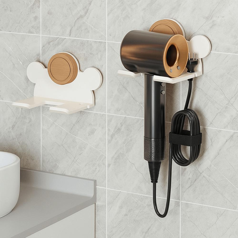 Wall Mounted Suction Cup Hair Dryer Holder Punch Free Blower Holder Hair Dryer Rack  Bathroom
