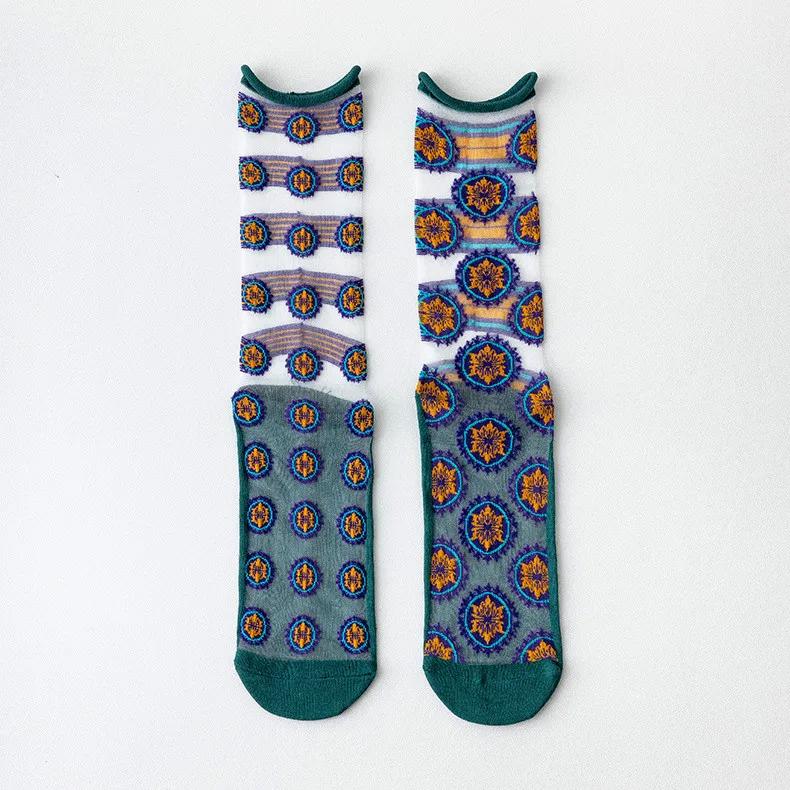 

Fashion Women Socks Summer Mesh Thin Long Printed Socks Women Casual Breathable Fresh Flower Korea Style Cute Kawaii Socks