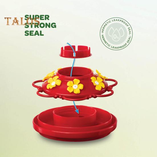 Açık Hava İçin Sinek Kuşu Besleyici Asılı Sızdırmaz Plastik Kuş Besleyici 5 Çiçek Besleme Portu ve Dış Bahçe Dekoru İçin Karınca Hendeği