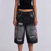 Goth Vintage Print Baggy Jeans Damen Street Hip Hop Waschung Alt High Waist Jeans Frau Kleidung Weitbeinige Hosen Jeansshorts