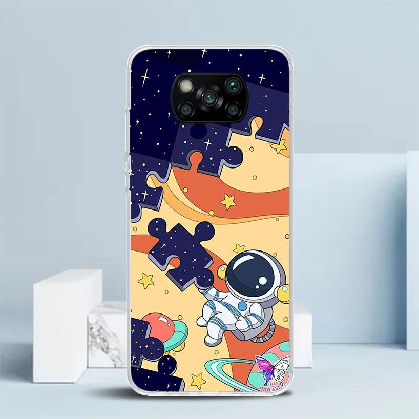 Cartoon Planet Astronaut Star Rocket Phone Case For Xiaomi Poco F7 Ultra X5 X6 X7 Pro M7 Redmi 15C 15 13C 13 12C 12 10C 10 10A 9