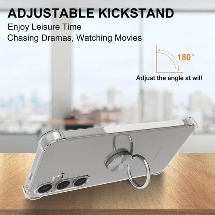Coque de protection - BOOLING - pour Samsung Galaxy S24 FE - Souple - Transparent - Support à Anneau Rotatif 360°