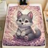 1Pc Cartoon Print Flannel Blanket, High Quality Comfortable for All Seasons, Home Decor, Warmth and Comfort, Perfect for Christmas Birthday Gift