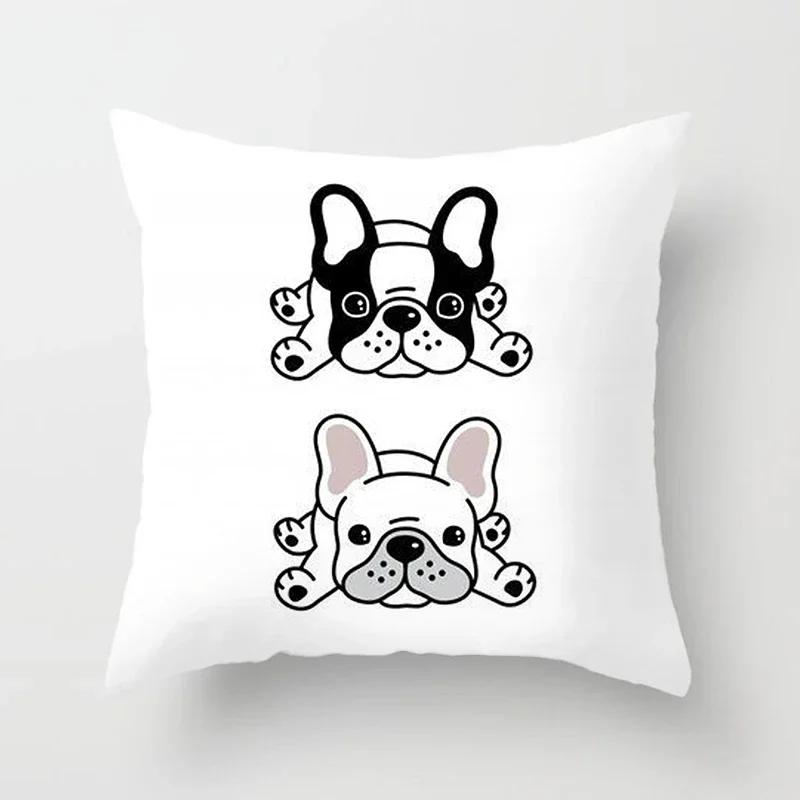 French Bulldog Cushion Cover Sofa Dogs Pillow Cover for Home Decoration Sofa Chair Cars Decorative Pillows Pillowcase X