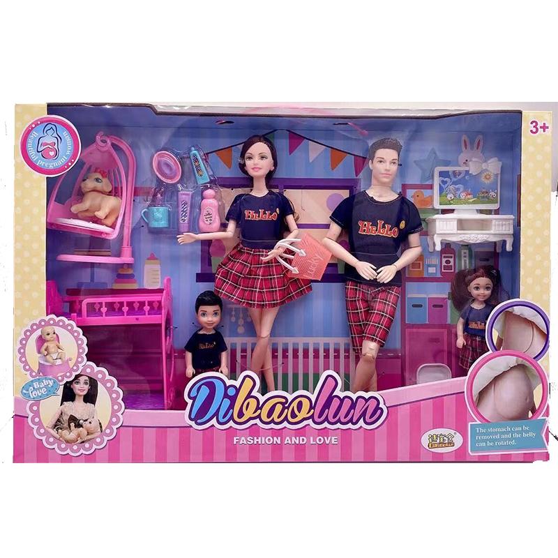 Handgefertigtes Puppenzubehör Baby-Puppen Schwangere Mutter Dame Vater Papa Für Mädchen Spiel Weihnachtsgeburtstagsgeschenk, Montage erforderlich