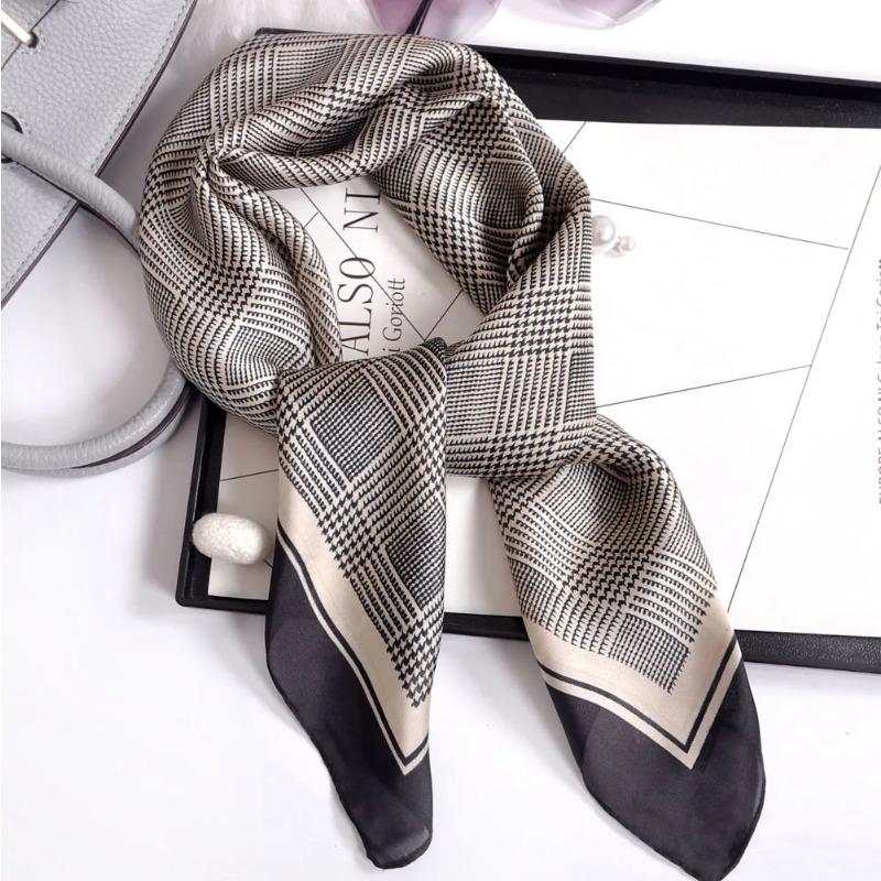 Lenço Quadrado de Seda Estampa Floral de Luxo Mulheres Lenço de Cetim Macio Faixa de Cabelo Lenço de Pescoço Cabeça Hijab Senhora Faixa de Cabelo Foulard Fita de Bolsa