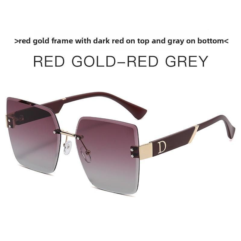 

Fashion Oversized Round Frame Sunglasses With Uv400 For Casual Travel And Parties GoldFrameRedGradient