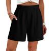 Womens Bermuda Shorts With Pockets Drawstring Elastic Waist Linen Shorts Casual Beach Vacation Summer Clothes