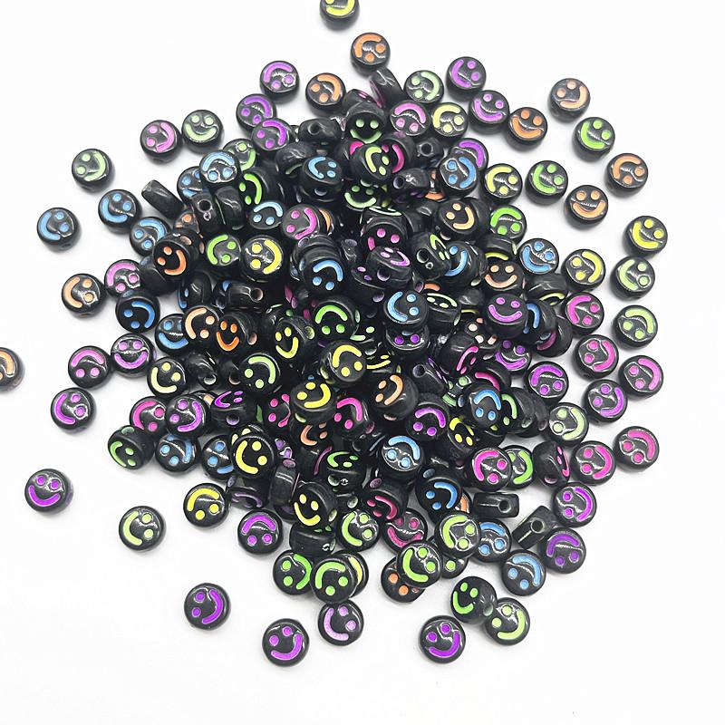 100-500PCS Mixed Colorful Acrylic Happy Face Beads Acrylic Smiling Face Spacer Beads for Bracelet Necklace DIY Jewelry Making