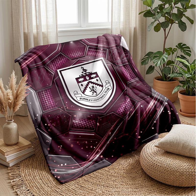 Coperta in Flanella con Stampa Calcio Burnley, Coperta Morbida Calda Leggera per Divano Letto Campeggio
