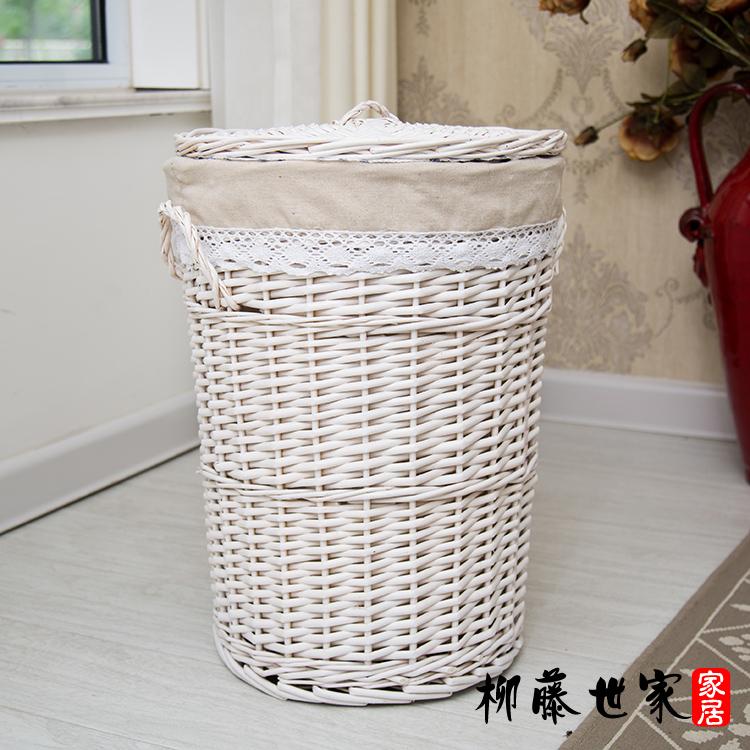 Large Size Wicker Clothes Storage Basket Covered Design for Restaurant Use Dirty Clothes Organizer Retro Style Family Storage...