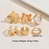 Popular Women's Geometric Ring Set, Niche Flower Inlaid with Special-shaped Pearl Design, Open Index Finger Ring