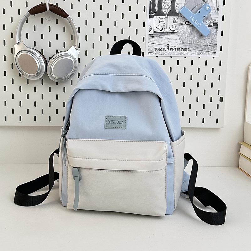 Contrast Color Backpack Junior High School Student Schoolbag Women's Lightweight Backpack