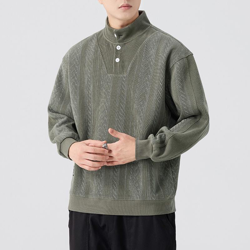 2025 Men's Plus Size Heavyweight Hoodie: Autumn/Winter, Half-High Collar, Casual Loose Fit