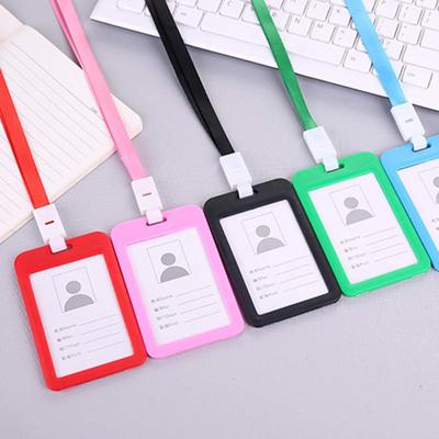 Portable Double Sided Transparent Employee ID Card Holder Name Tags with Lanyard