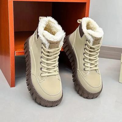 Fashion New Women's Boots Fashion Platform Snow Boots Winter Plush Warm Cotton Shoes for Women Leather Waterproof Ankle Boot Botas Mujer
