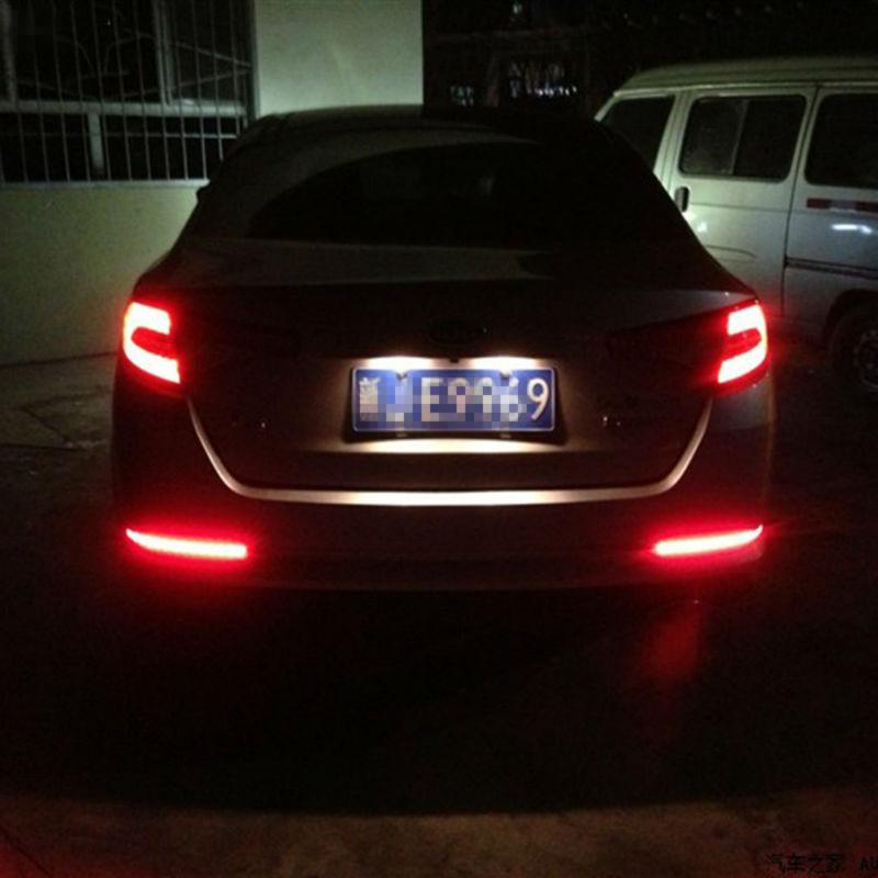 2Pcs Car Red Lens Led Rear Bumper Reflectors Brake Fog Warning Light Taillight