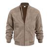 Men's European Suede Stand Collar Zipper Jacket - Plus Size Autumn Casual Coat