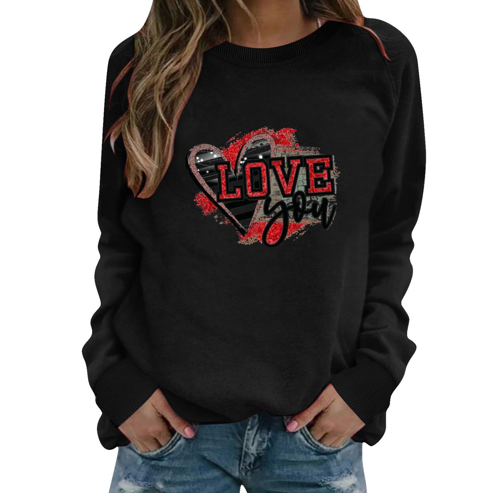 

LOVE Print Crew Neck Long Sleeve Pullover Sweatshirt Extra Large чорний