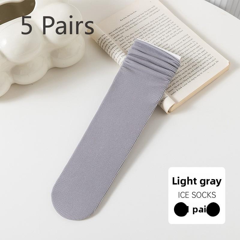 5 Pairs of Female Summer Thin Candy Color Student Trend Pile Socks