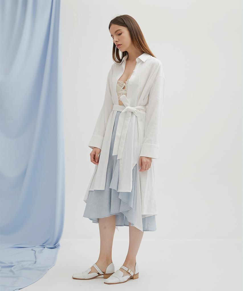 MODERNABLE Asymmetrical Slit Dress - White