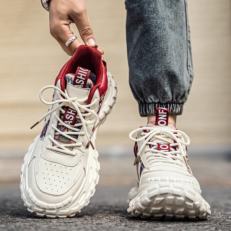 Fastion Chunky Sports Shoes Men Breathable Retro Sneakers Plus Size 39-45 Casual Walking Shoes Thick Sole Height-increasing
