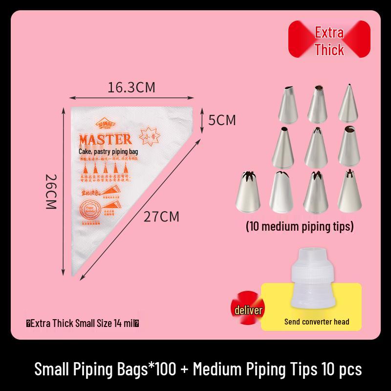 Disposable Food-Grade Piping Bag and Tip Set for Baby Food and Baking