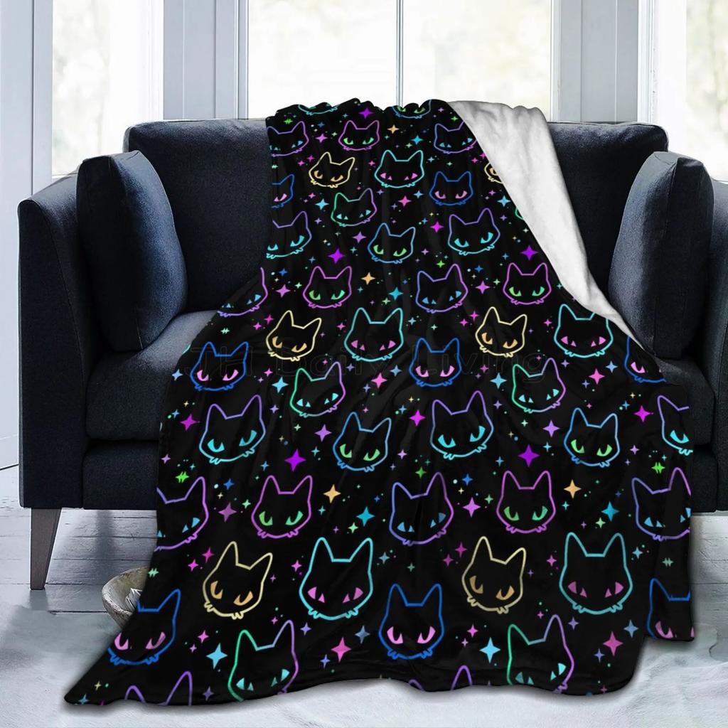 Testoline di Gatto Colorate con Stelle Luminose Coperta Plaid in Pile di Flanella Peluche Morbida Calda Leggera per Letto Divano Divano Viaggio