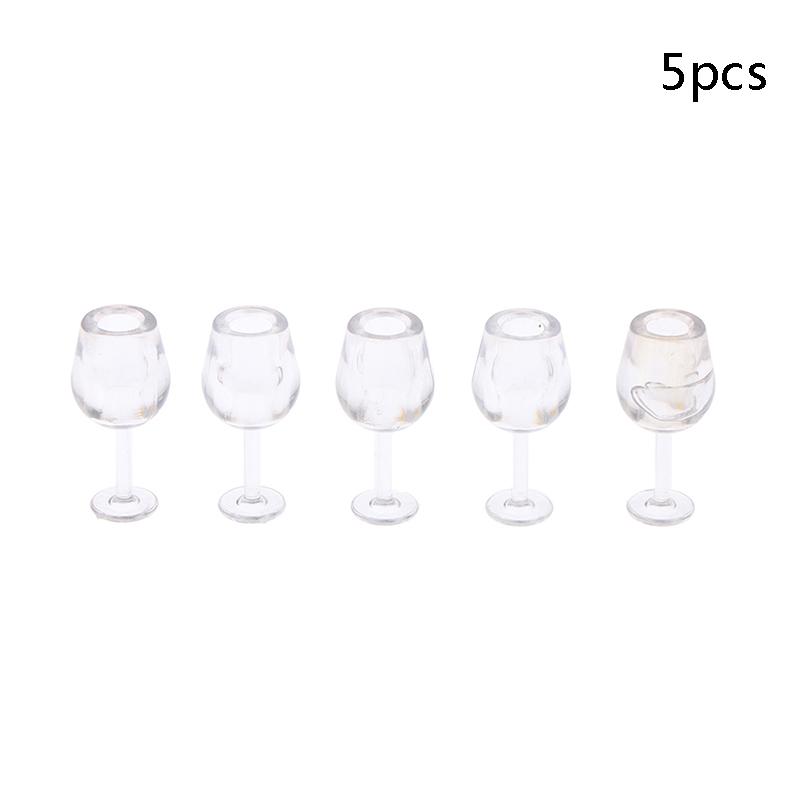 5Pcs Dollhosue Miniature Red Wine Cup Wine Glasses Doll House Foods Groceries Kitchen Fairy Garden Scene Decor Furniture Toy