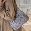 High Quality Corduroy Women Bag Simple Cloth Shoulder Bag Large Capacity Crossbody Bag Cute Bow Print Messenger Soft Purse