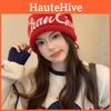 Printing Letter Pattern Beanie Knitted Cap For Women Windproof Warm Breathable