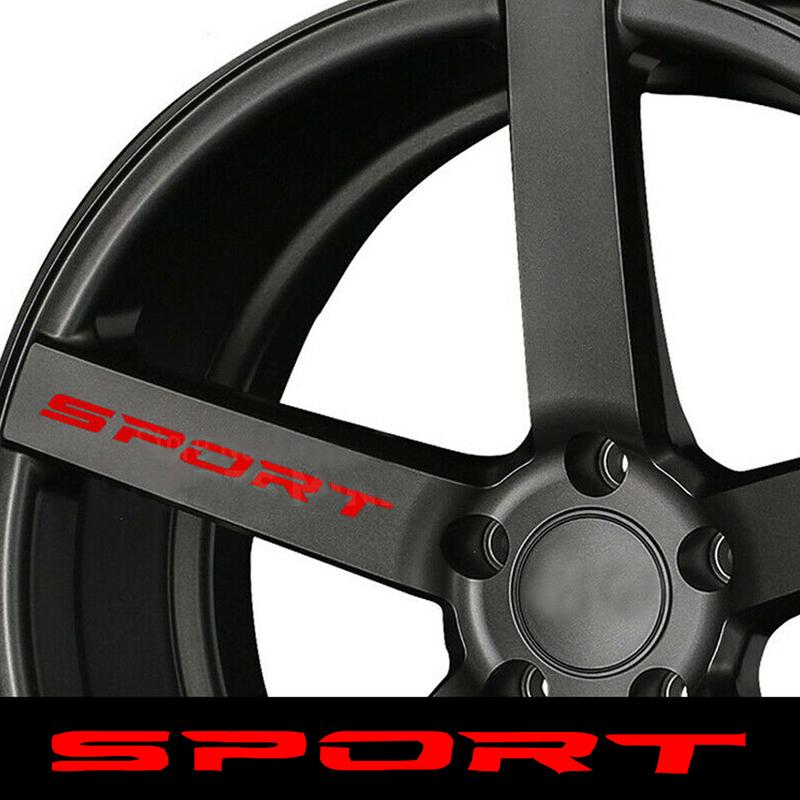 4pcs Creative Racing SPORT Letter Sticker Auto Car Rims Wheel PET Decal Waterproof Car Styling Decoration Auto Accessories