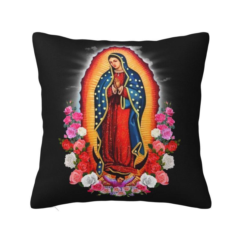 Our Lady Of Guadalupe Virgin Mary Throw Pillow Covers Home Decorative Catholic Mexico Poster Outdoor Cushions Square Pillowcase 30x30cm 12x12in